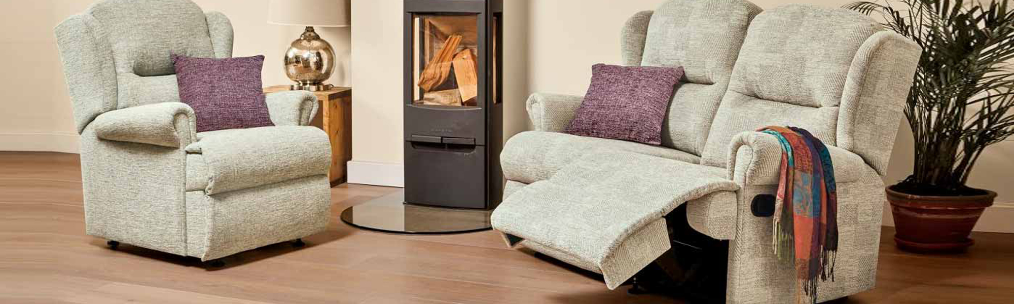 Fabric 2 Seater Recliner Sofas